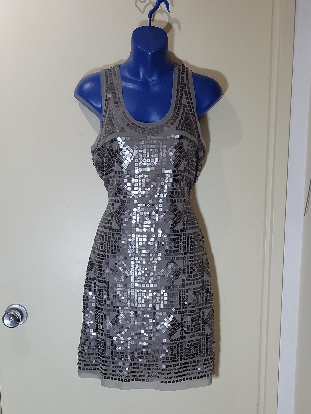 Max Studio Silver Sequin Tank Mini Dress